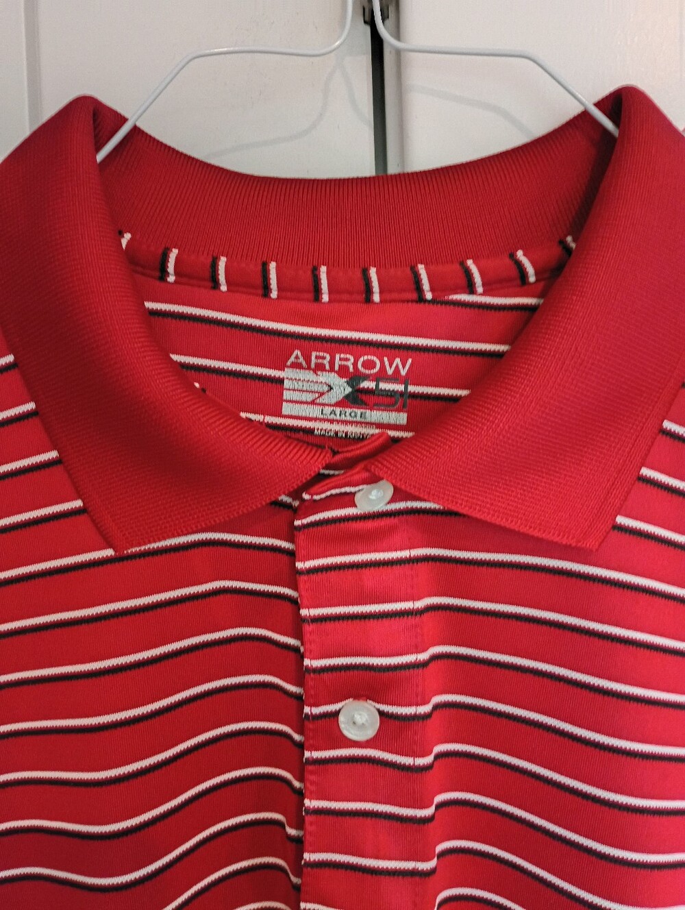 Arrow Men’s Red Striped Polo Shirt. Smoke And Pet Free Home.